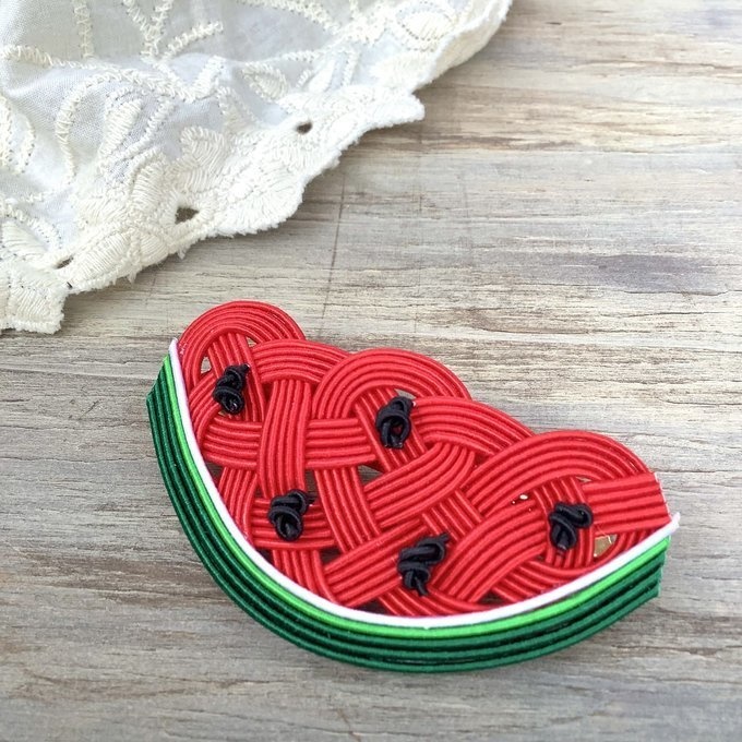 水引 バレッタ【すいか】赤 可愛い スイカ