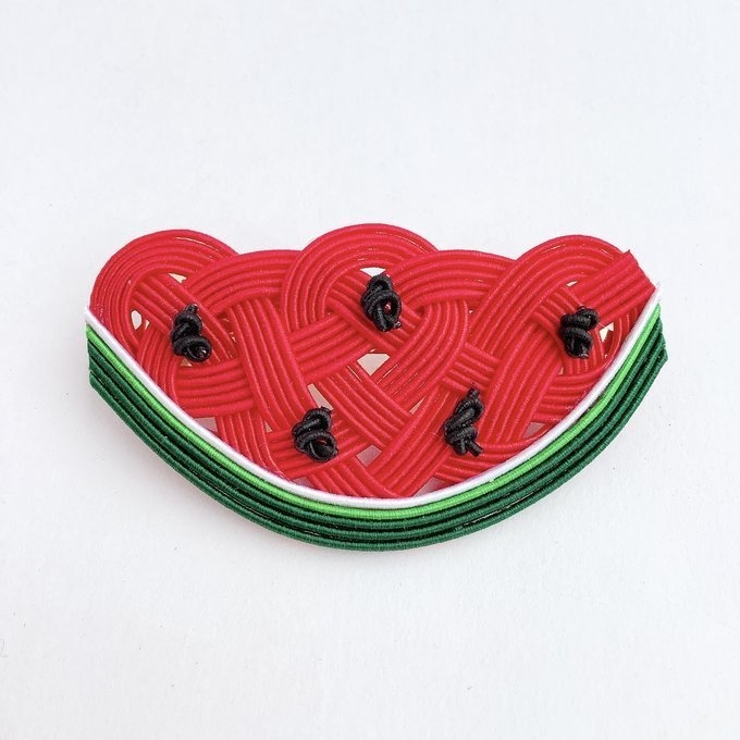 水引 バレッタ【すいか】赤 可愛い スイカ