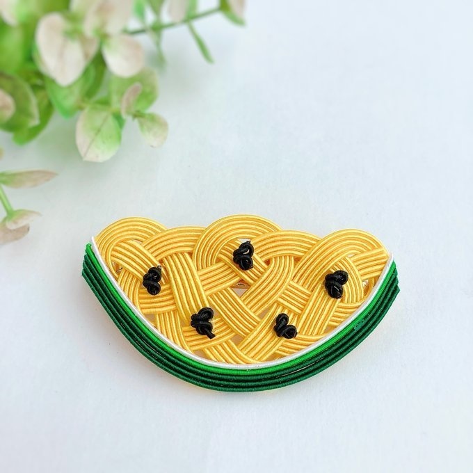 水引 バレッタ【すいか】黄色 可愛い スイカ