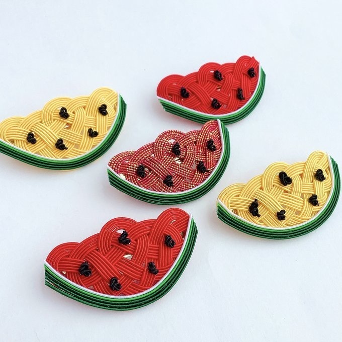 水引 バレッタ【すいか】黄色 可愛い スイカ