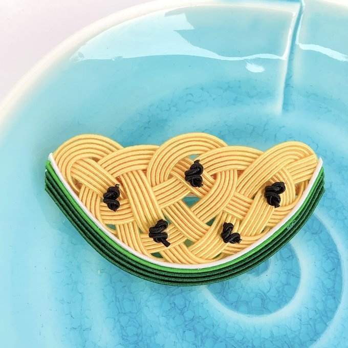 水引 バレッタ【すいか】黄色 可愛い スイカ