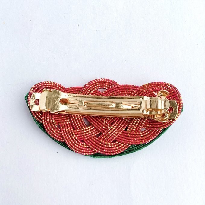 水引 バレッタ【すいか】キラキラ赤 可愛い スイカ