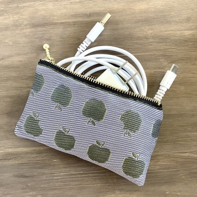 【金のりんご】畳縁 テトラ型 ペンケース リンゴ エデン レトロ