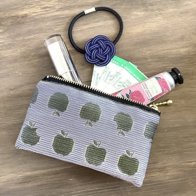 【金のりんご】畳縁 ぺたんこ ミニポーチ 小銭入れ カードケース リンゴ エデン レトロ