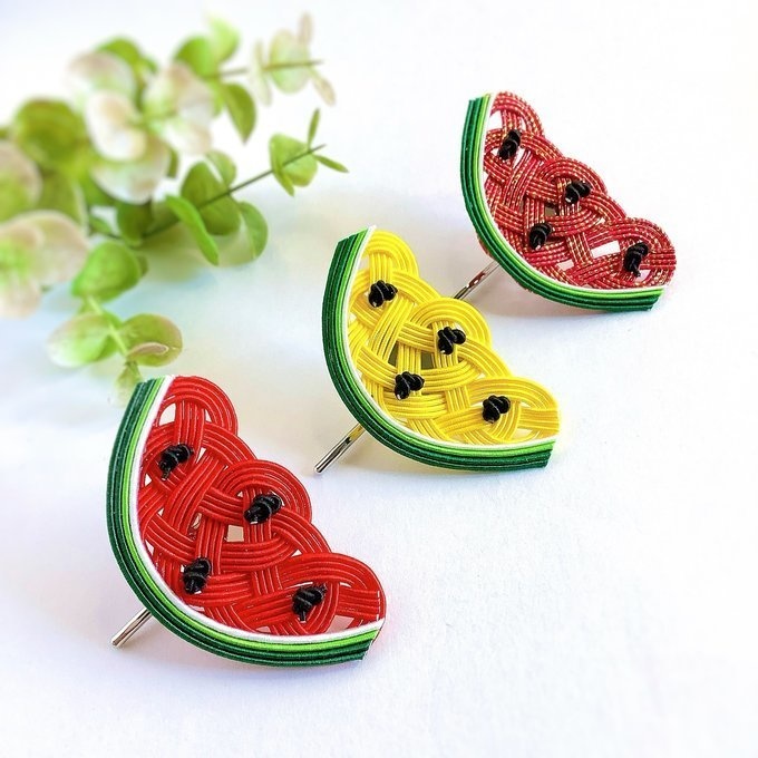 水引 ポニーフック【すいか】赤 可愛い スイカ