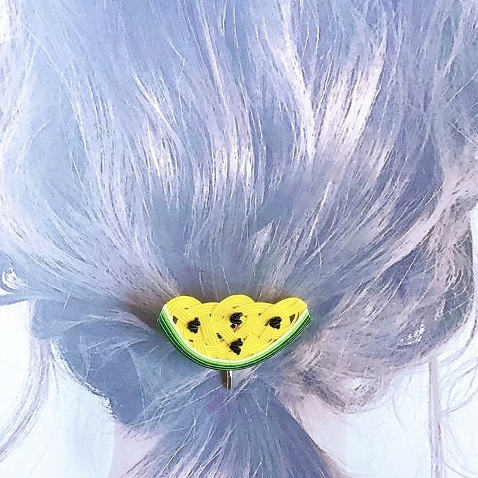 水引 ポニーフック【すいか】黄色 可愛い スイカ