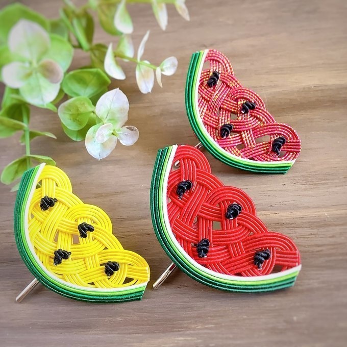 水引 ポニーフック【すいか】黄色 可愛い スイカ