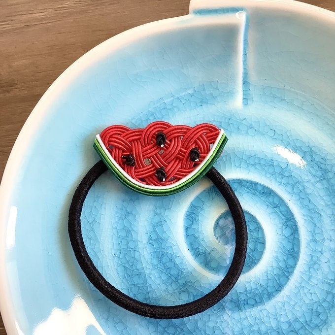 水引 ヘアゴム【すいか】赤 可愛い スイカ