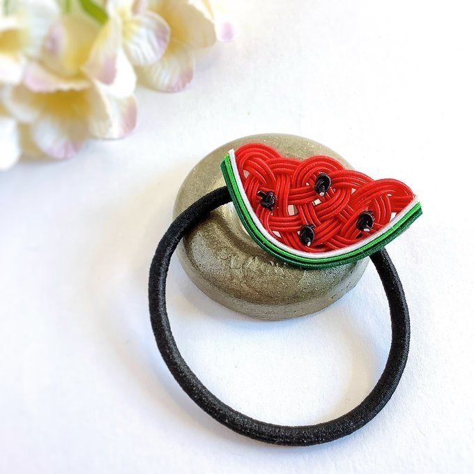 水引 ヘアゴム【すいか】赤 可愛い スイカ