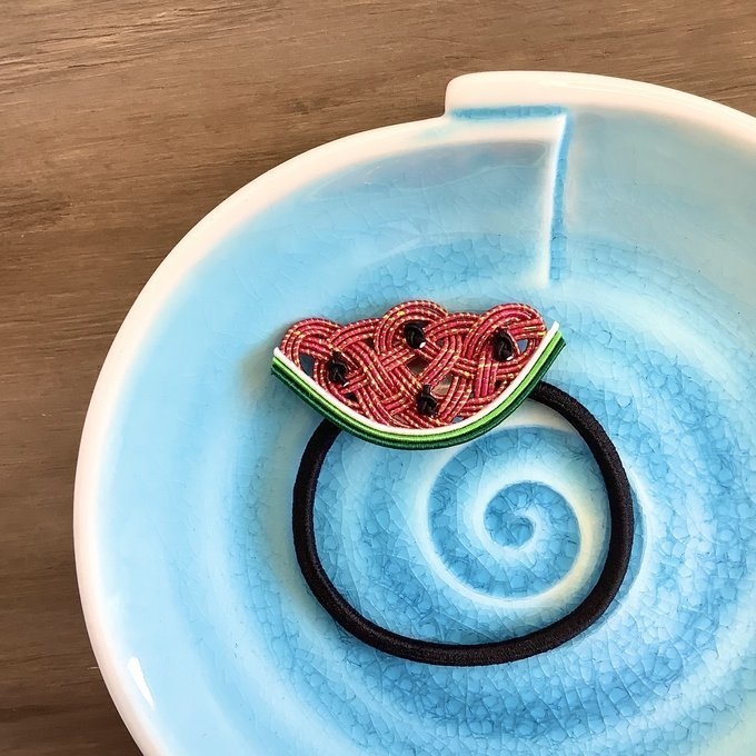 水引 ヘアゴム【すいか】キラキラ赤 可愛い スイカ