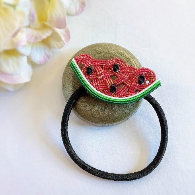 水引 ヘアゴム【すいか】キラキラ赤 可愛い スイカ