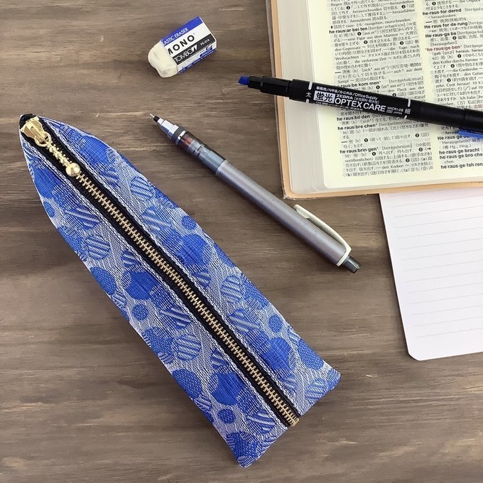 【しゃぼん玉】畳縁 ぺたんこ ミニポーチ カードケース 小銭入れ ブルー 水玉 ドット