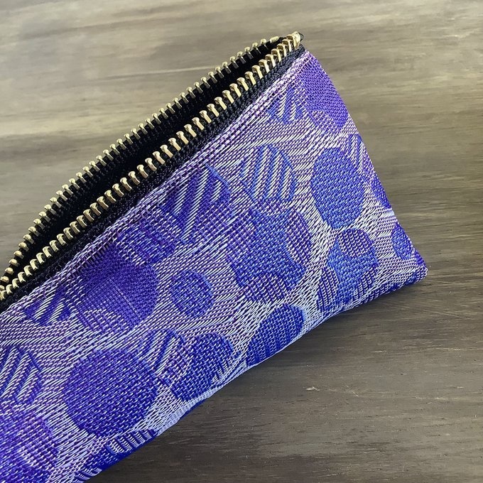 【しゃぼん玉】畳縁 テトラ型 ペンケース バイオレット 水玉 ドット 紫