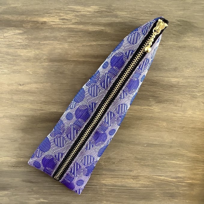 【しゃぼん玉】畳縁 テトラ型 ペンケース バイオレット 水玉 ドット 紫