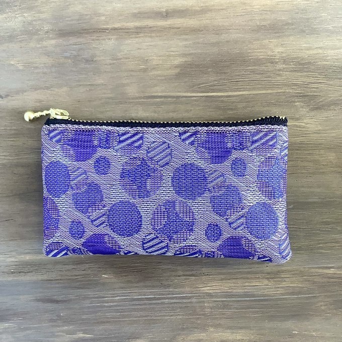 【しゃぼん玉】畳縁 ぺたんこ ミニポーチ カードケース 小銭入れ バイオレット 水玉 ドット 紫