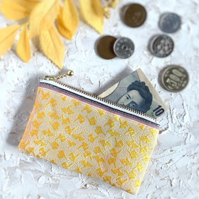 【銀杏】畳縁 ぺたんこ ミニポーチ パステルカラー カードケース 小銭入れ イチョウ