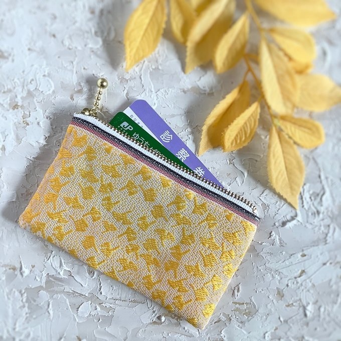 【銀杏】畳縁 ぺたんこ ミニポーチ パステルカラー カードケース 小銭入れ イチョウ