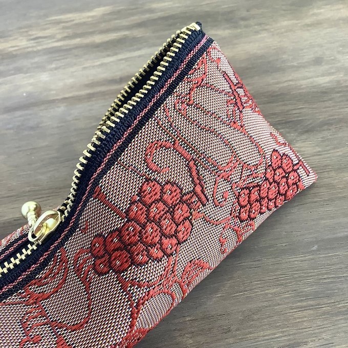 【赤ぶどう】畳縁 テトラ型 ペンケース 赤 葡萄 ワイン ブドウ