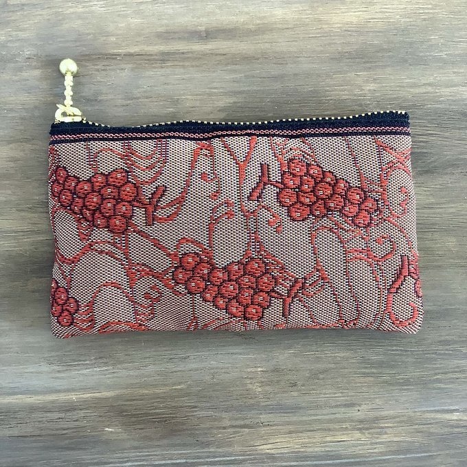 【赤ぶどう】畳縁 ぺたんこ ミニポーチ 小銭入れ カードケース 赤 ブドウ 葡萄 ワイン