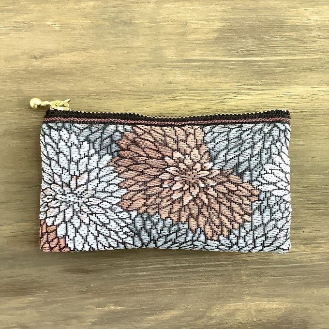 【菊】畳縁 ぺたんこ ミニポーチ カードケース 小銭入れ 和風 ニュアンスカラー 縁起物