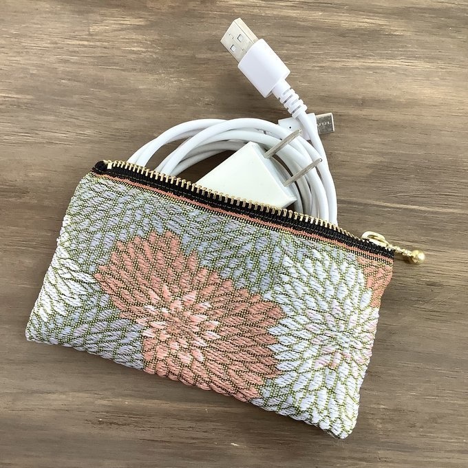 【霧の菊花】畳縁 ぺたんこ ミニポーチ カードケース 小銭入れ 和風 菊