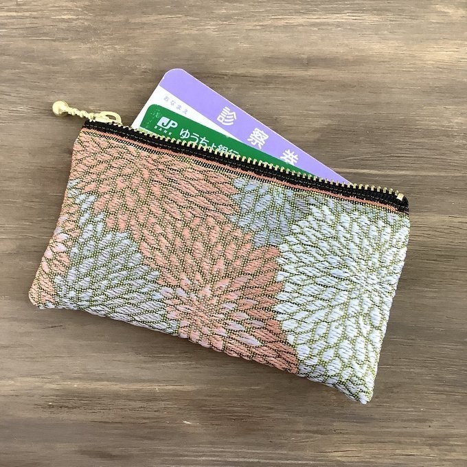 【霧の菊花】畳縁 ぺたんこ ミニポーチ カードケース 小銭入れ 和風 菊