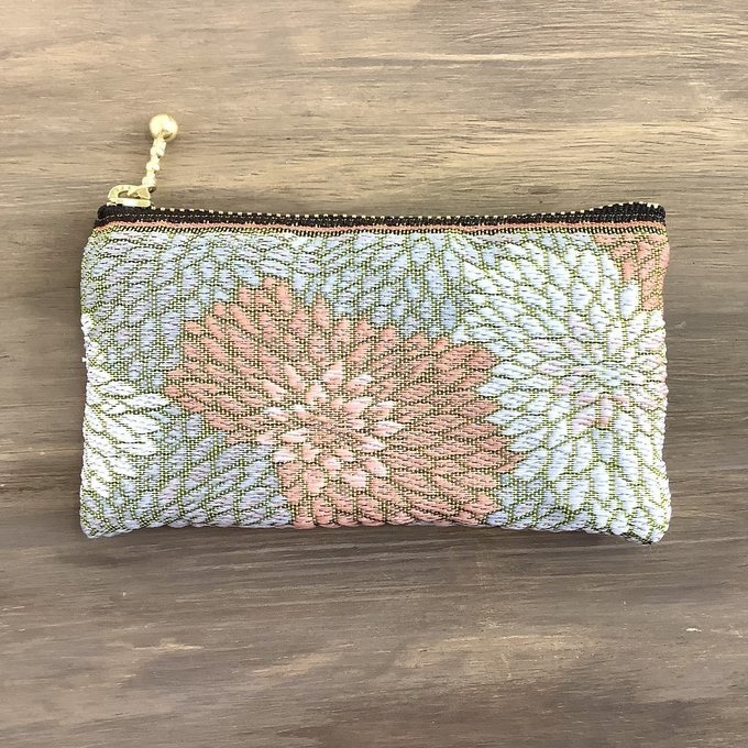 【霧の菊花】畳縁 ぺたんこ ミニポーチ カードケース 小銭入れ 和風 菊