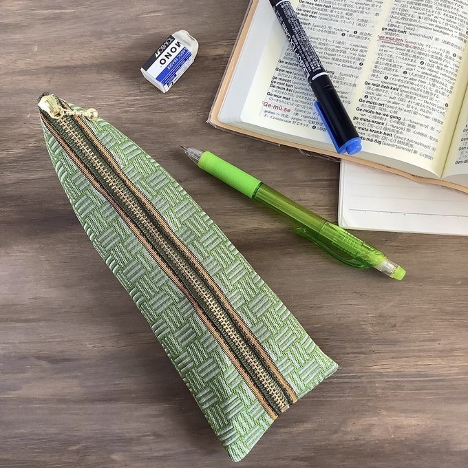 【三崩し】畳縁 ぺたんこ ミニポーチ カードケース 小銭入れ 抹茶オレ 萌黄 緑 白 網代 桧垣