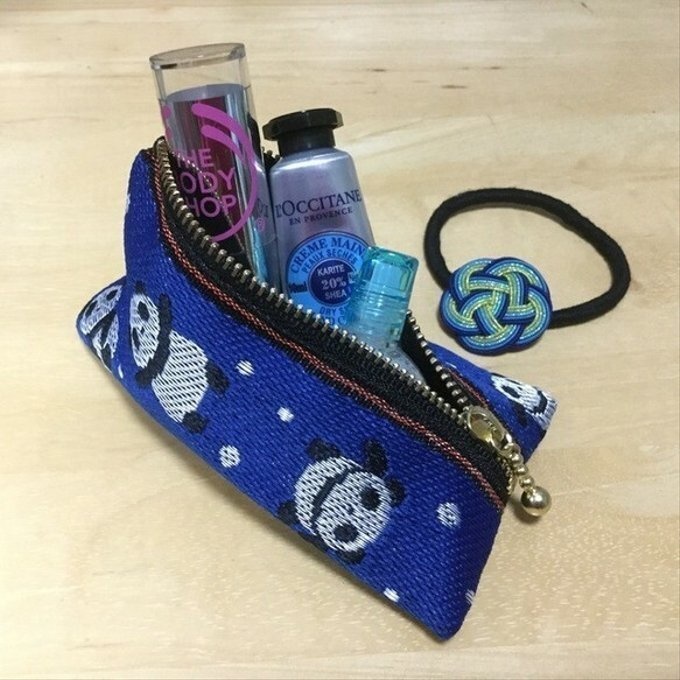 【パンダ】畳縁 ぺたんこ ペンケース 熊猫 熊貓 青 紫 メガネケース