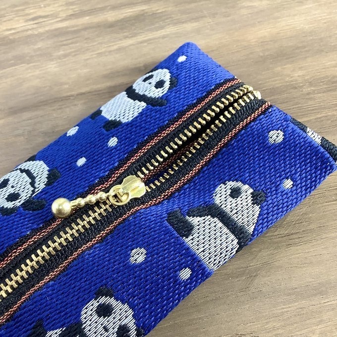 【パンダ】畳縁 ぺたんこ ペンケース 熊猫 熊貓 青 紫 メガネケース