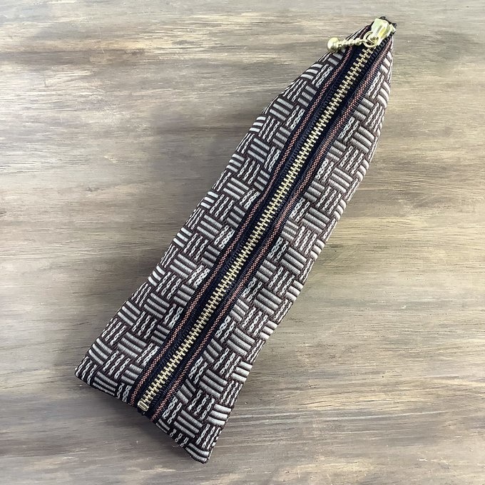 【三崩し】畳縁 テトラ型 ペンケース 網代 桧垣 シベリア こげ茶 ベージュ