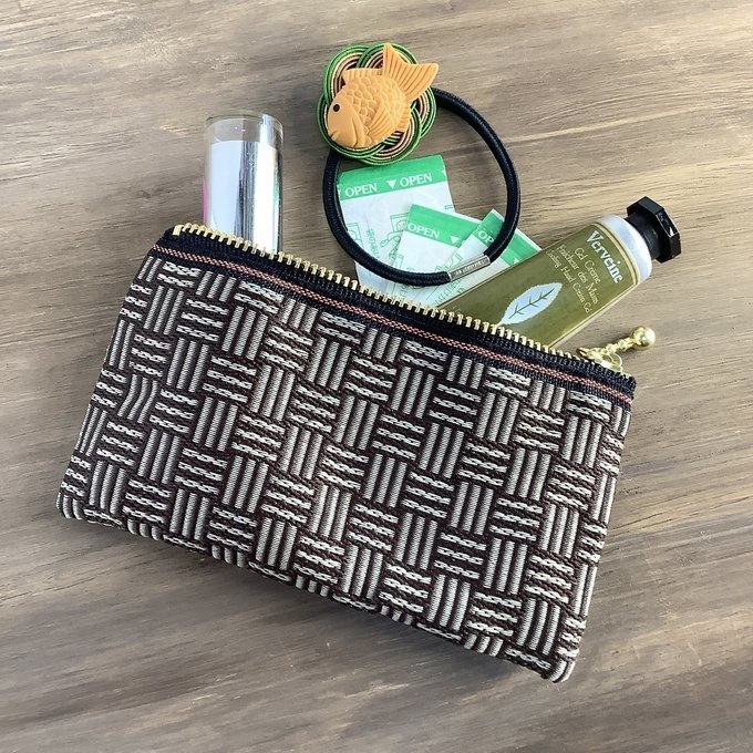 【三崩し】畳縁 テトラ型 ペンケース 網代 桧垣 シベリア こげ茶 ベージュ