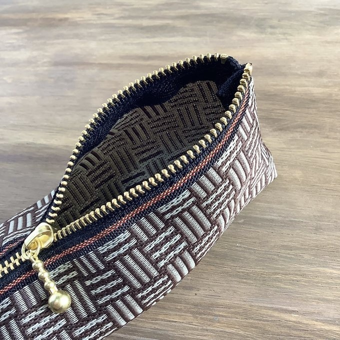 【三崩し】畳縁 テトラ型 ペンケース 網代 桧垣 シベリア こげ茶 ベージュ