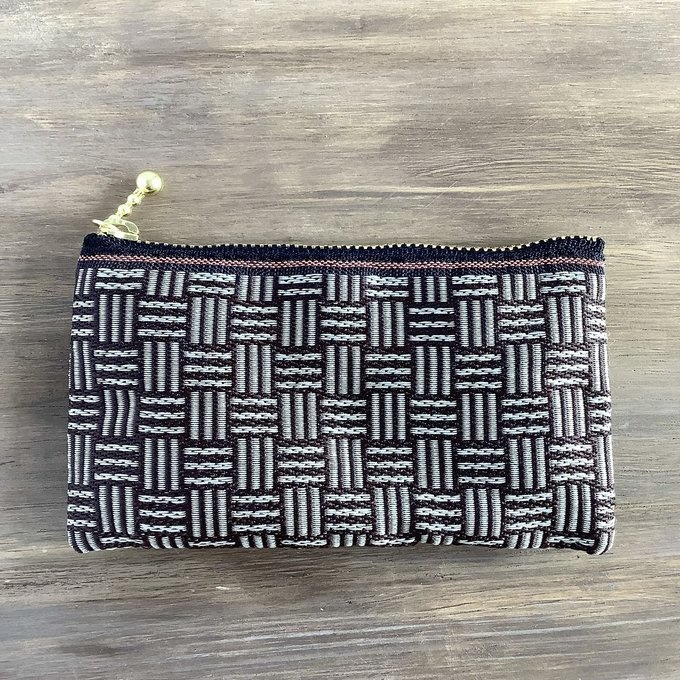 【三崩し】畳縁 ぺたんこ ミニポーチ カードケース 小銭入れ 網代 桧垣 シベリア こげ茶 ベージュ