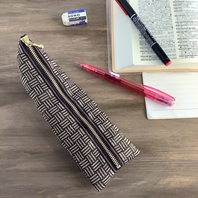 【三崩し】畳縁 ぺたんこ ミニポーチ カードケース 小銭入れ 網代 桧垣 シベリア こげ茶 ベージュ