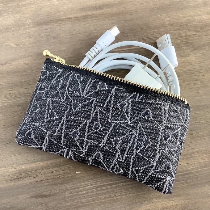 【ラブレター】畳縁 ぺたんこ ミニポーチ 小銭入れ カードケース ハート 黒 白 モノトーン