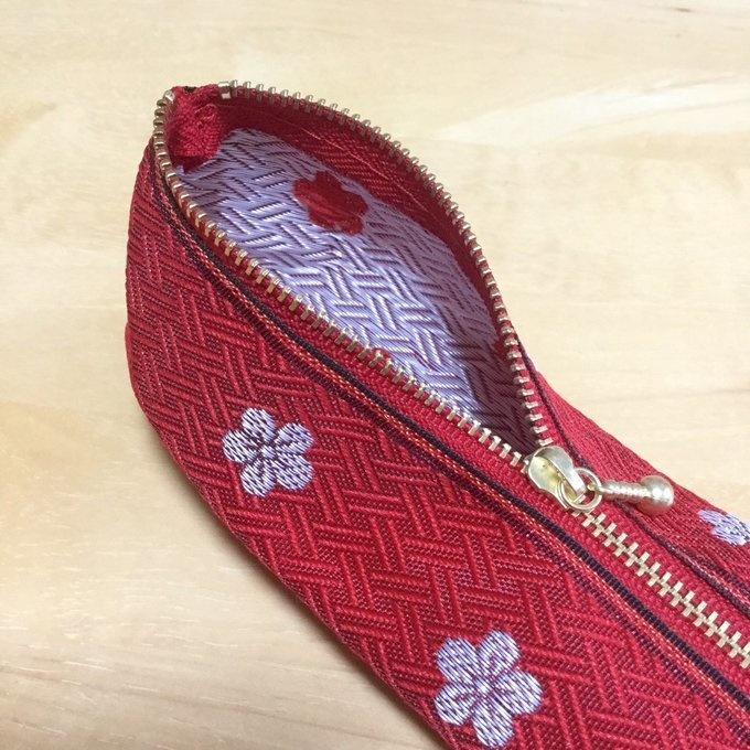 【白梅】畳縁 テトラ型 ペンケース 春 赤 梅 和風