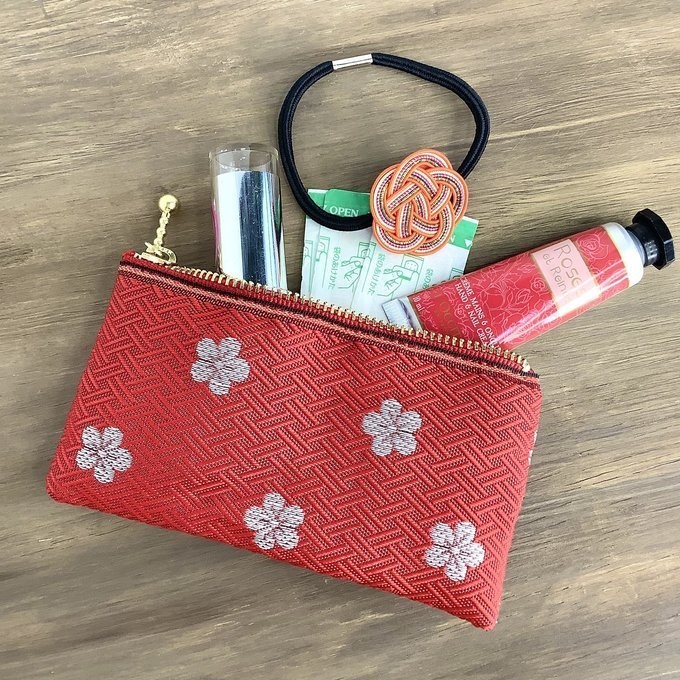 【白梅】畳縁 テトラ型 ペンケース 春 赤 梅 和風