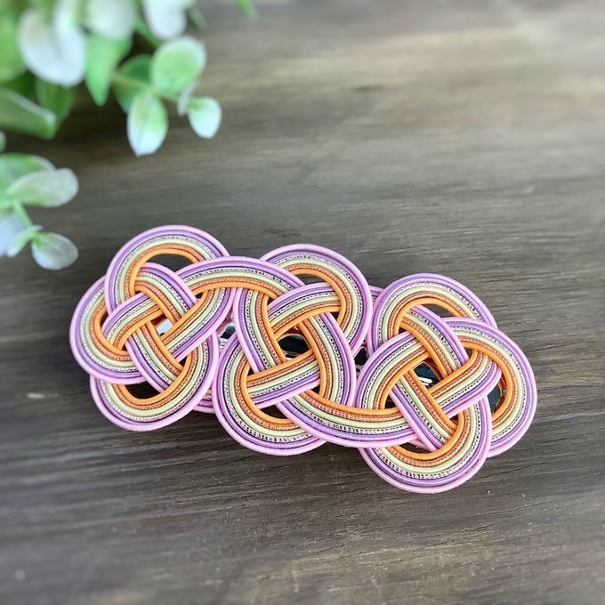 水引 バレッタ【春待ち】カラフル パステル 梅 桃 あんず 桜