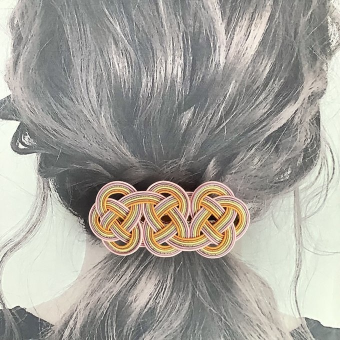 水引 バレッタ【春待ち】カラフル パステル 梅 桃 あんず 桜