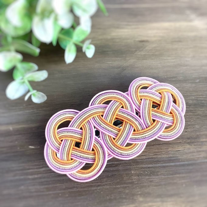 水引 バレッタ【春待ち】カラフル パステル 梅 桃 あんず 桜