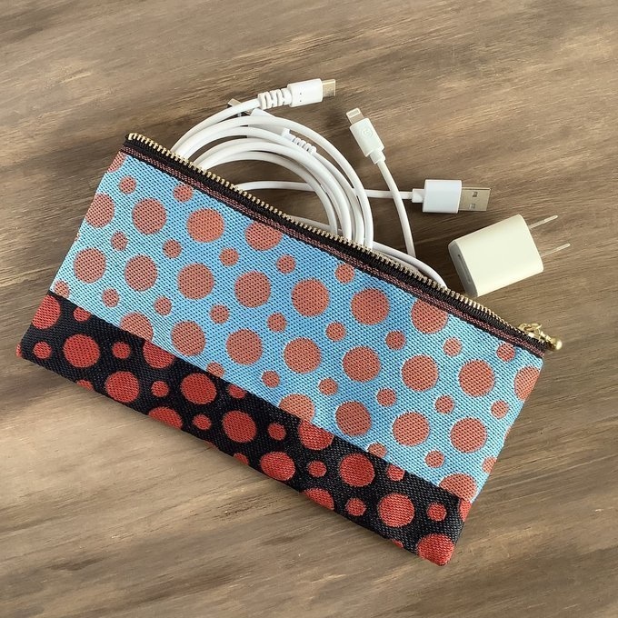 【ポルカ】畳縁 幅広 ポーチ ペンケース マスクケース カラフル 水玉 ドット