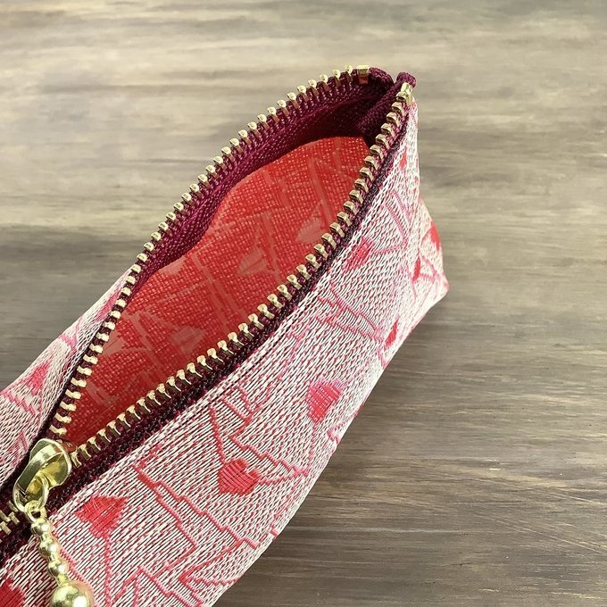 【ラブレター】畳縁 テトラ型 ペンケース 手紙 封筒 ハート アプリコット