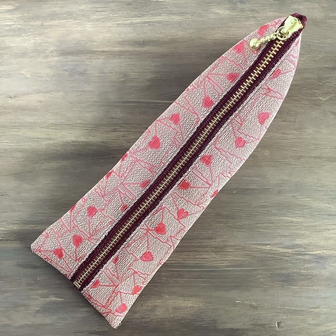 【ラブレター】畳縁 テトラ型 ペンケース 手紙 封筒 ハート アプリコット