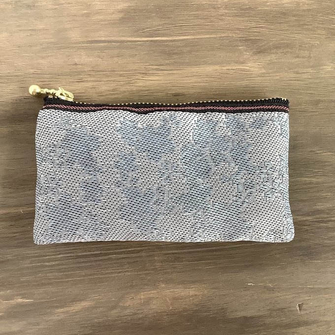 【花影】畳縁 ミニポーチ カードケース 小銭入れ 数珠入れ 桜 シルバー グレー 和風