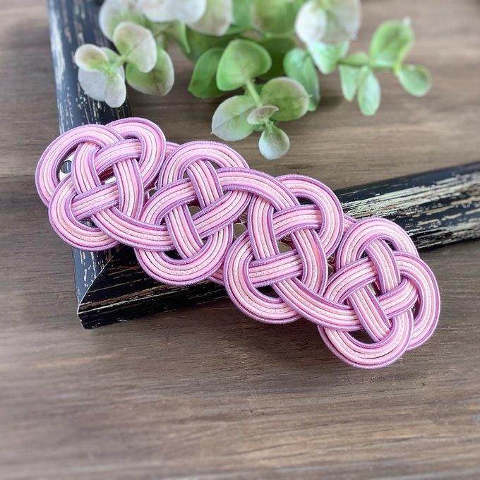 水引 バレッタ【コットンキャンディ】カラフル ピンク 夢色