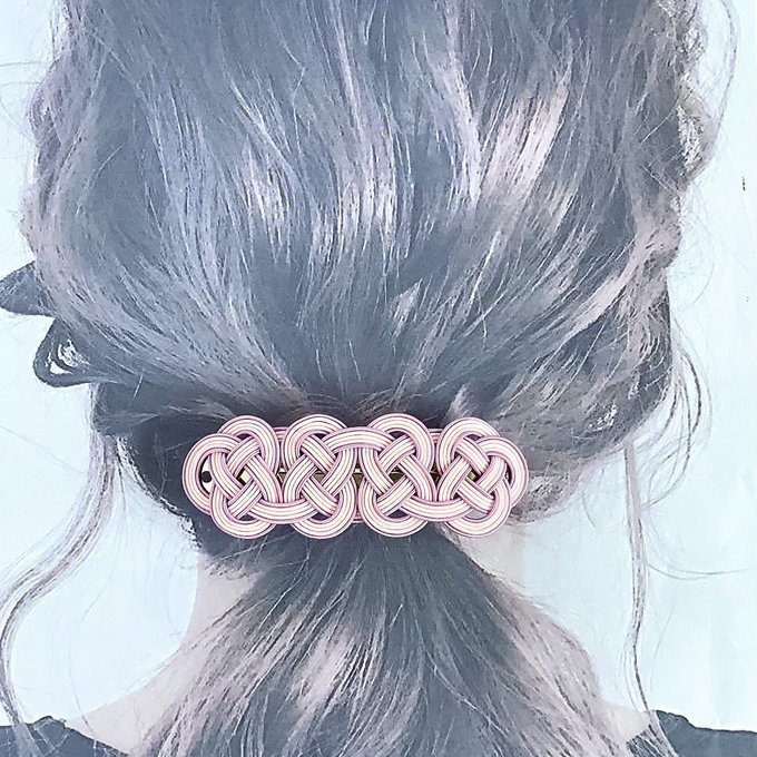 水引 バレッタ【コットンキャンディ】カラフル ピンク 夢色