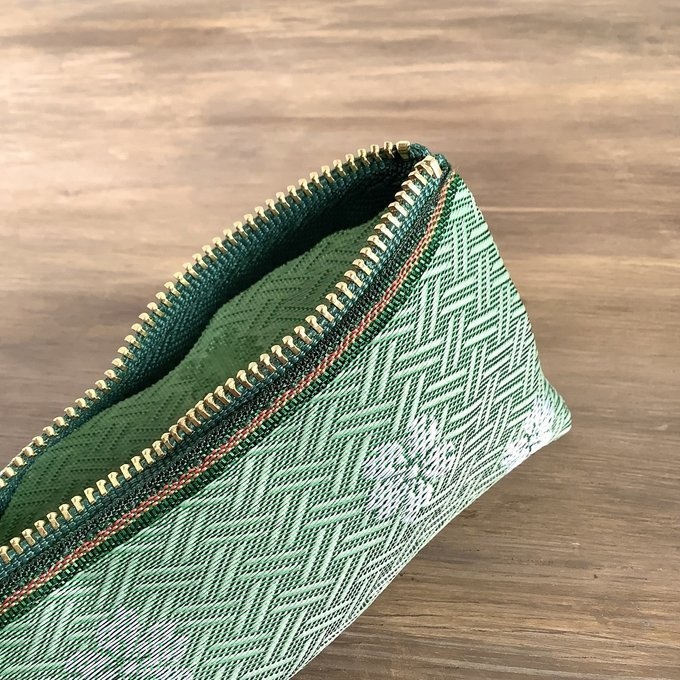 【笹桜】畳縁 テトラ型 ペンケース 緑 和風 受験に!