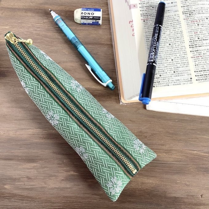 【笹桜】畳縁 ぺたんこ 小銭入れ ミニポーチ カードケース 緑 春 桜