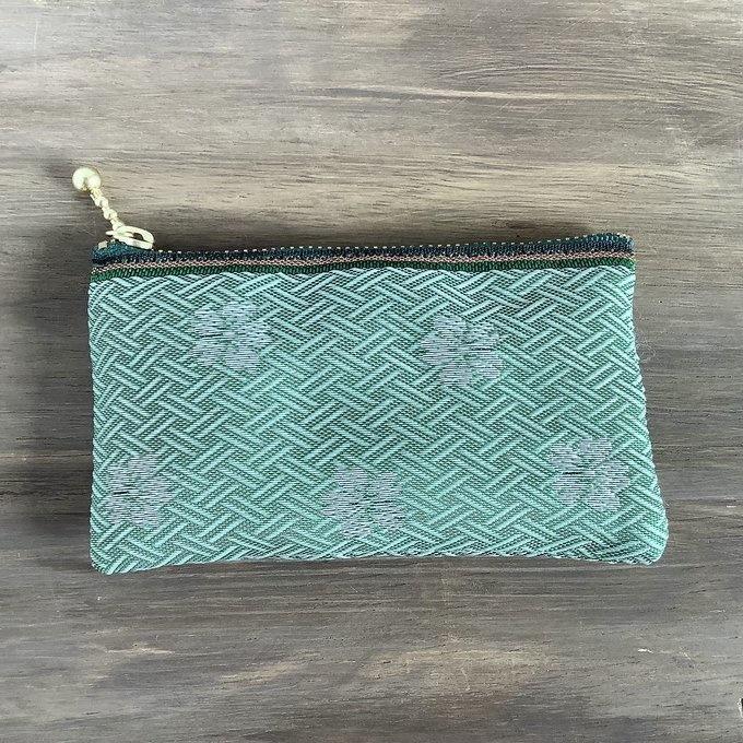 【笹桜】畳縁 ぺたんこ 小銭入れ ミニポーチ カードケース 緑 春 桜